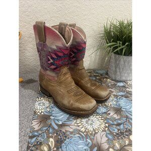 Roper Brown Southwestern Cowboy Western Boots Little Kids Youth size 9